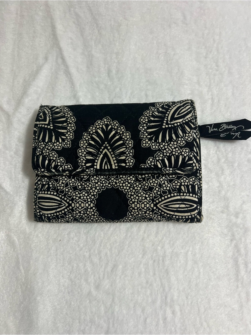Vera Bradley Black & White Quilted Fold-Over Wallet